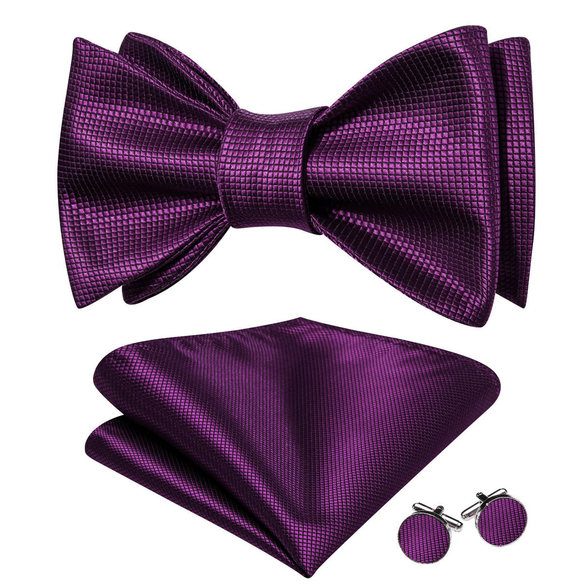 Dark Purple Plaid Formal Bow Tie Set - GentCrest
