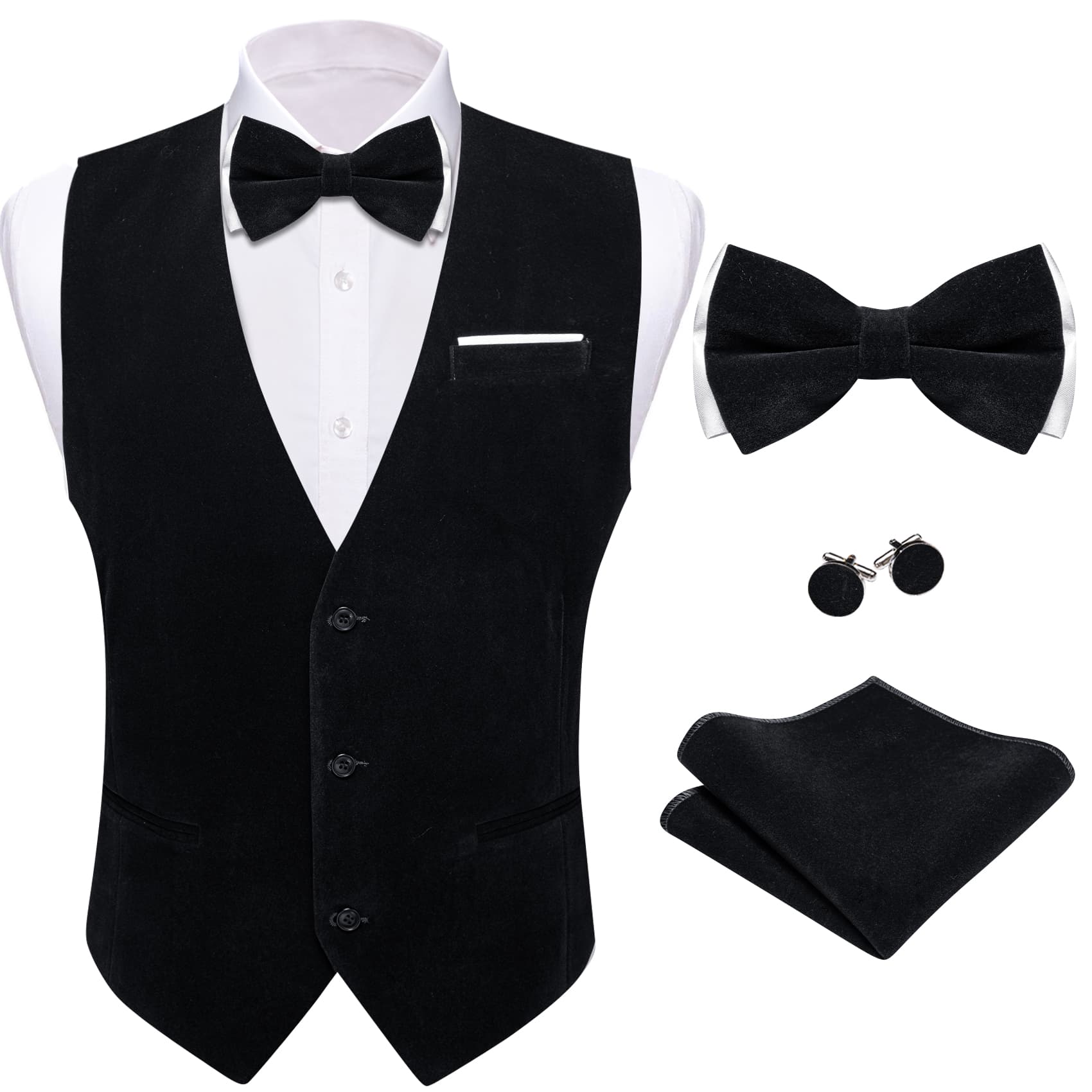 GentCrest Black Solid Vest Set - Image 3