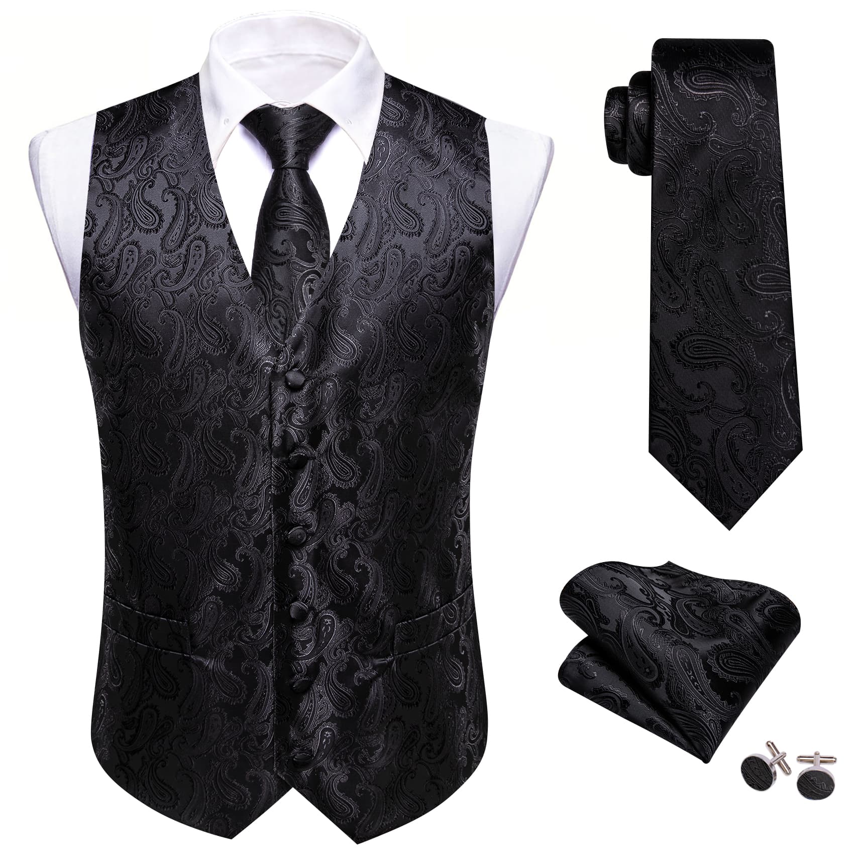 GentCrest Black Paisley Vest Set - Image 2