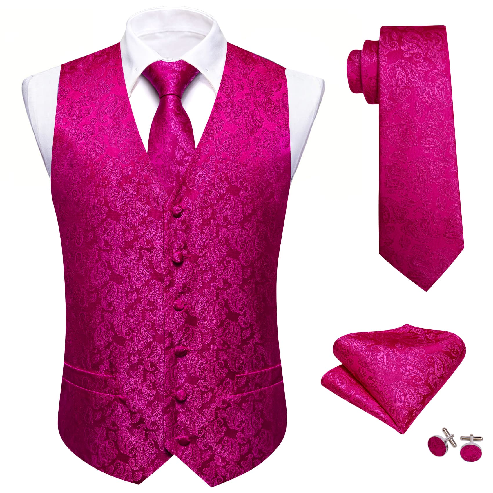 GentCrest Pink Paisley Vest Set - Image 3