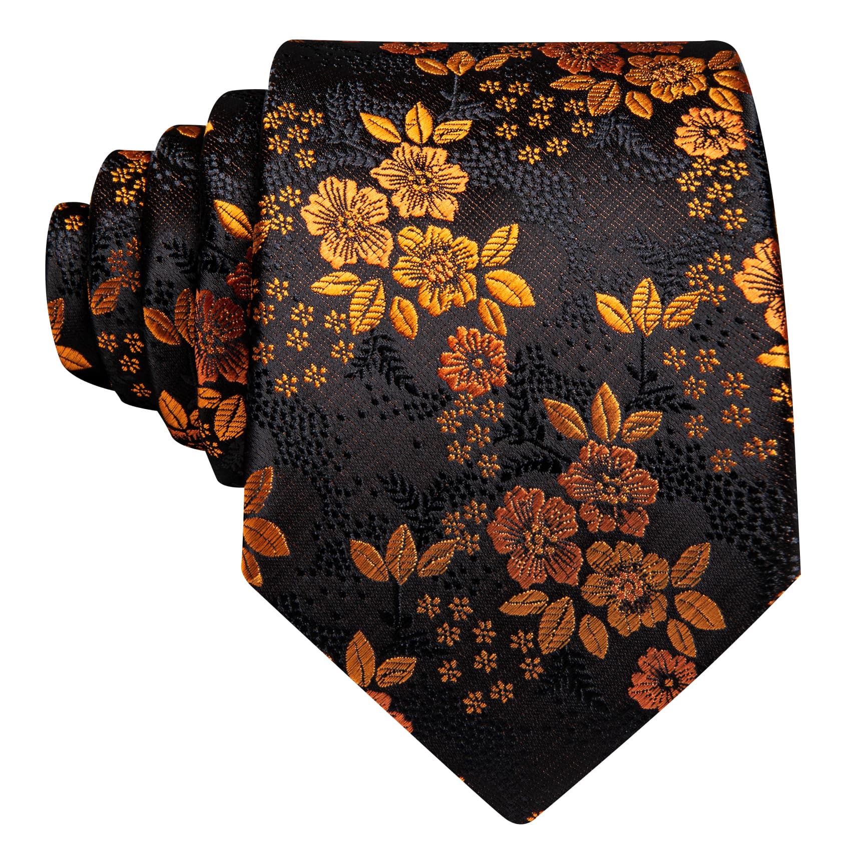 GentCrest Black Floral Tie Hanky Cufflinks Set - Image 4