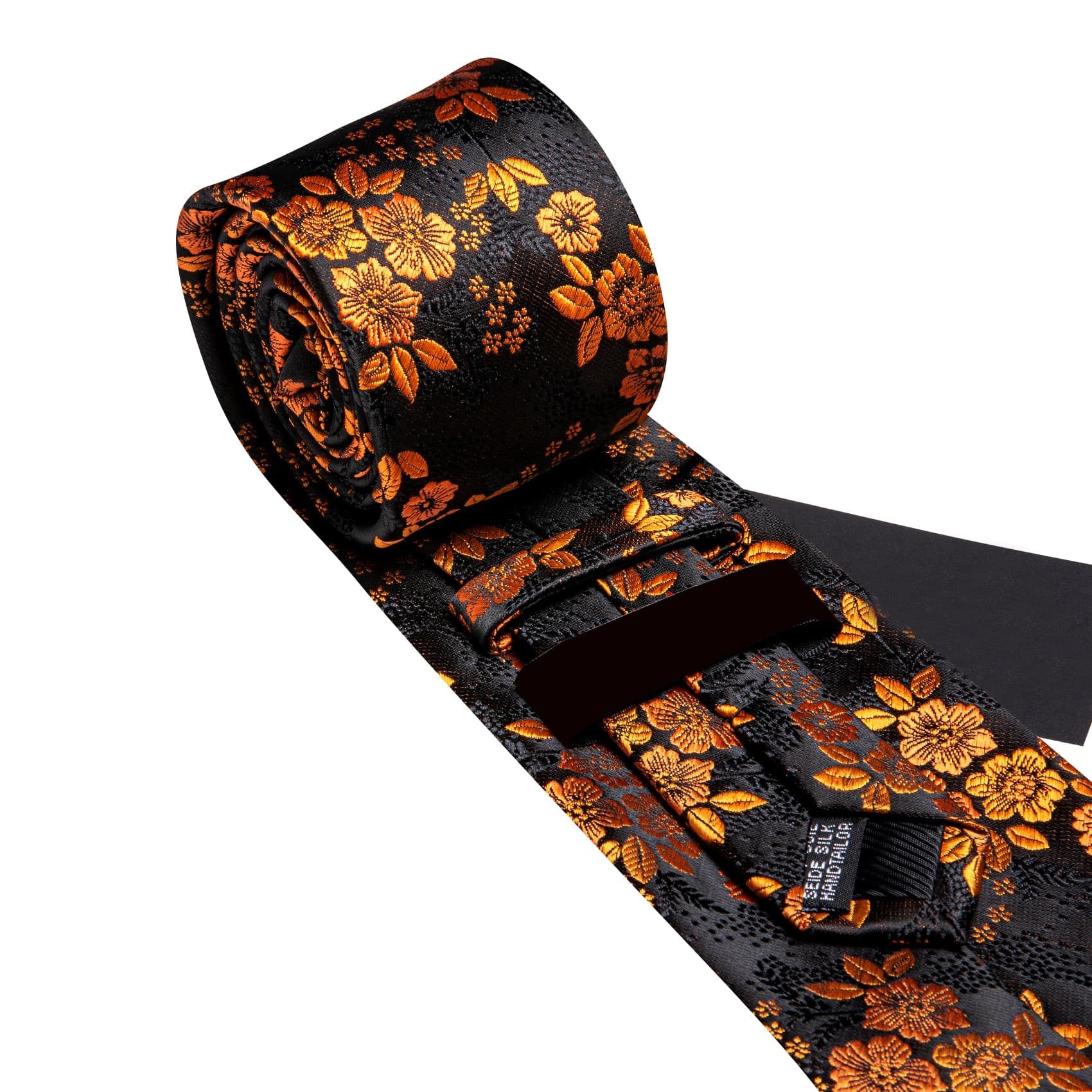 GentCrest Black Floral Tie Hanky Cufflinks Set - Image 5