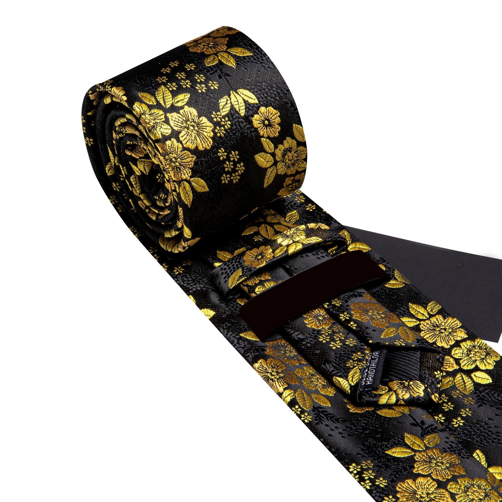 GentCrest Black Floral Tie Hanky Cufflinks Set - Image 5