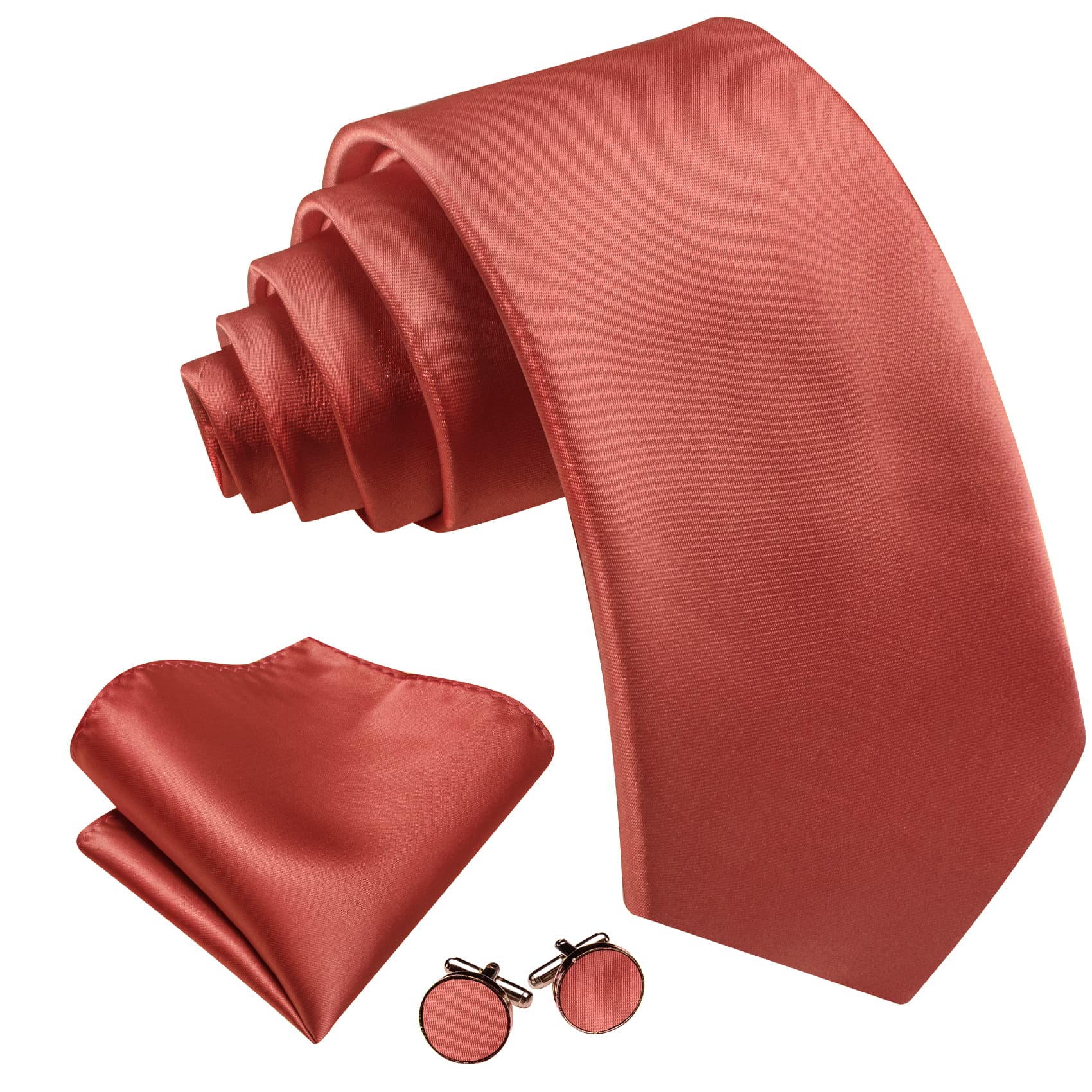 GentCrest Red Solid Tie Hanky Cufflinks Set - Image 2