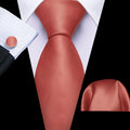 GentCrest Red Solid Tie Hanky Cufflinks Set - Image 1