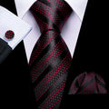 Black Red Polka Dots Silk Tie Set - GentCrest