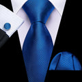 Royal Blue Jacquard Geometric Silk Tie Set - GentCrest