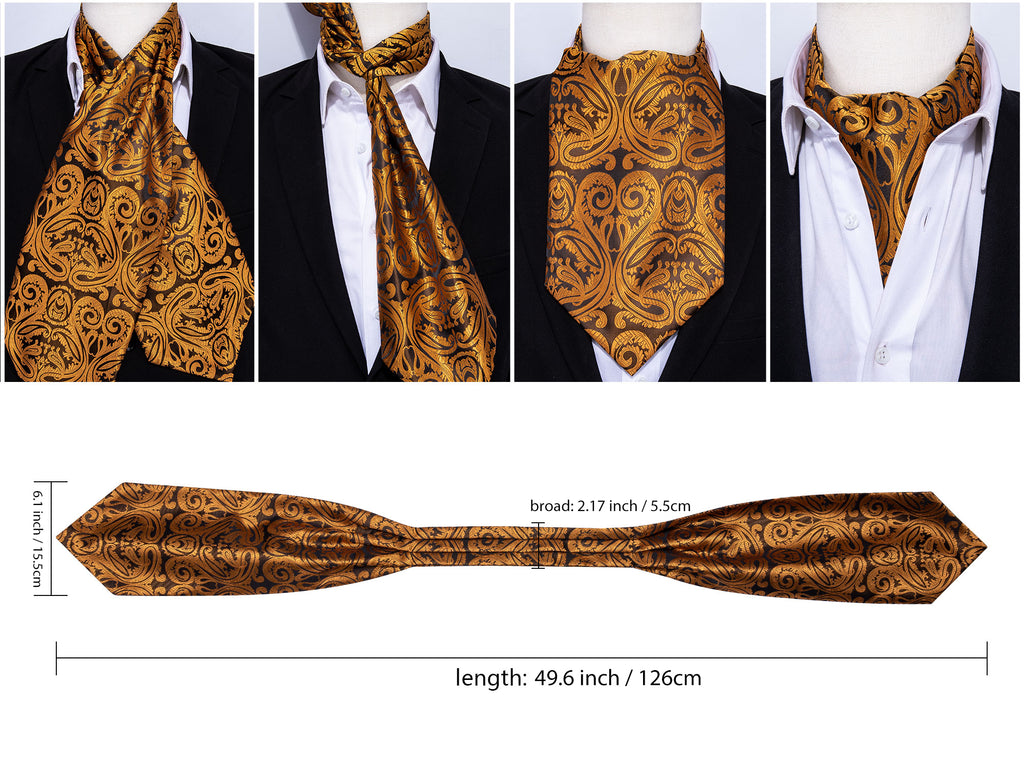 Gray Black Paisley Ascot Set - GentCrest - View 6