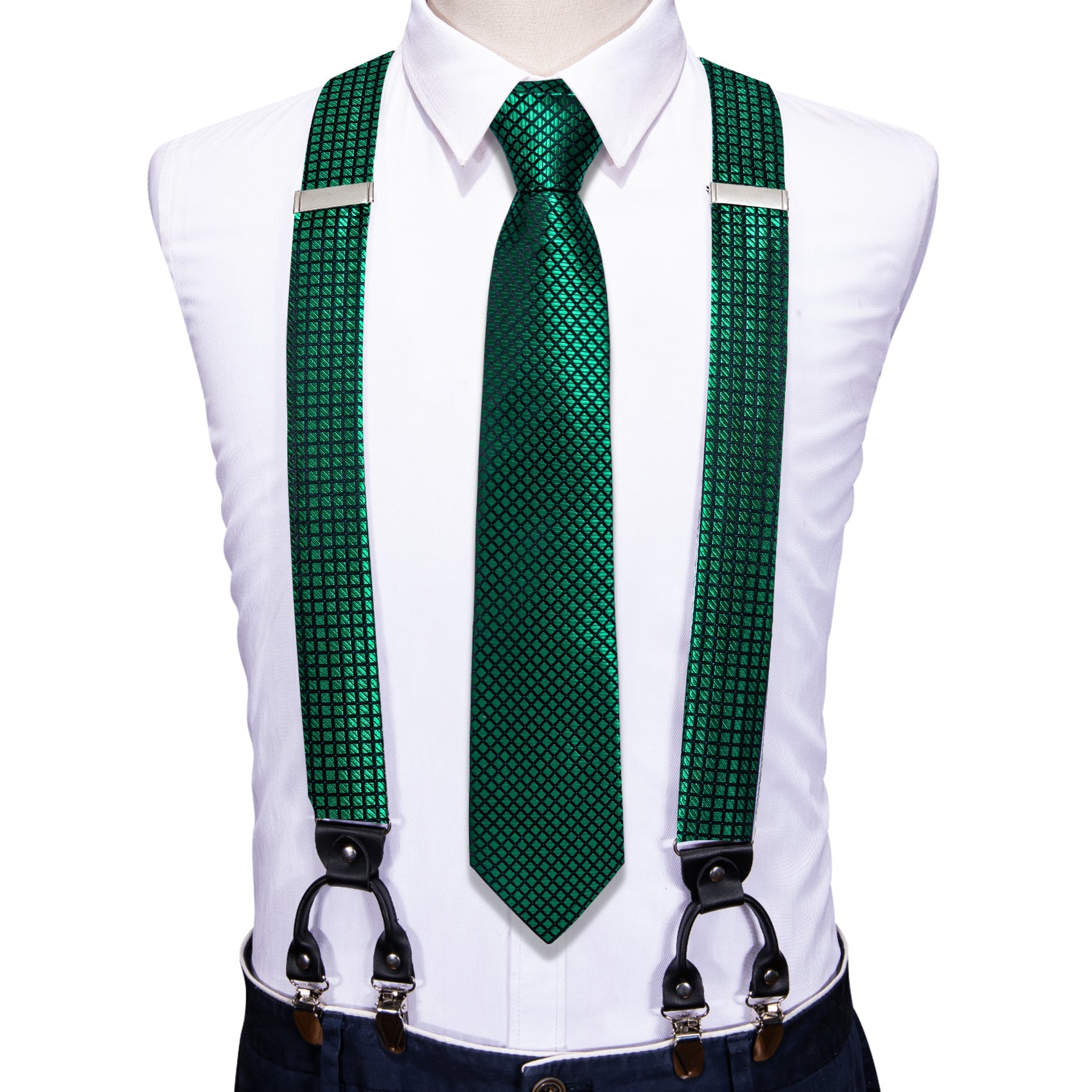 GentCrest Green Plaid Suspenders - Image 1