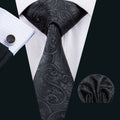 GentCrest Black Floral Tie Hanky Cufflinks Set - Image 1