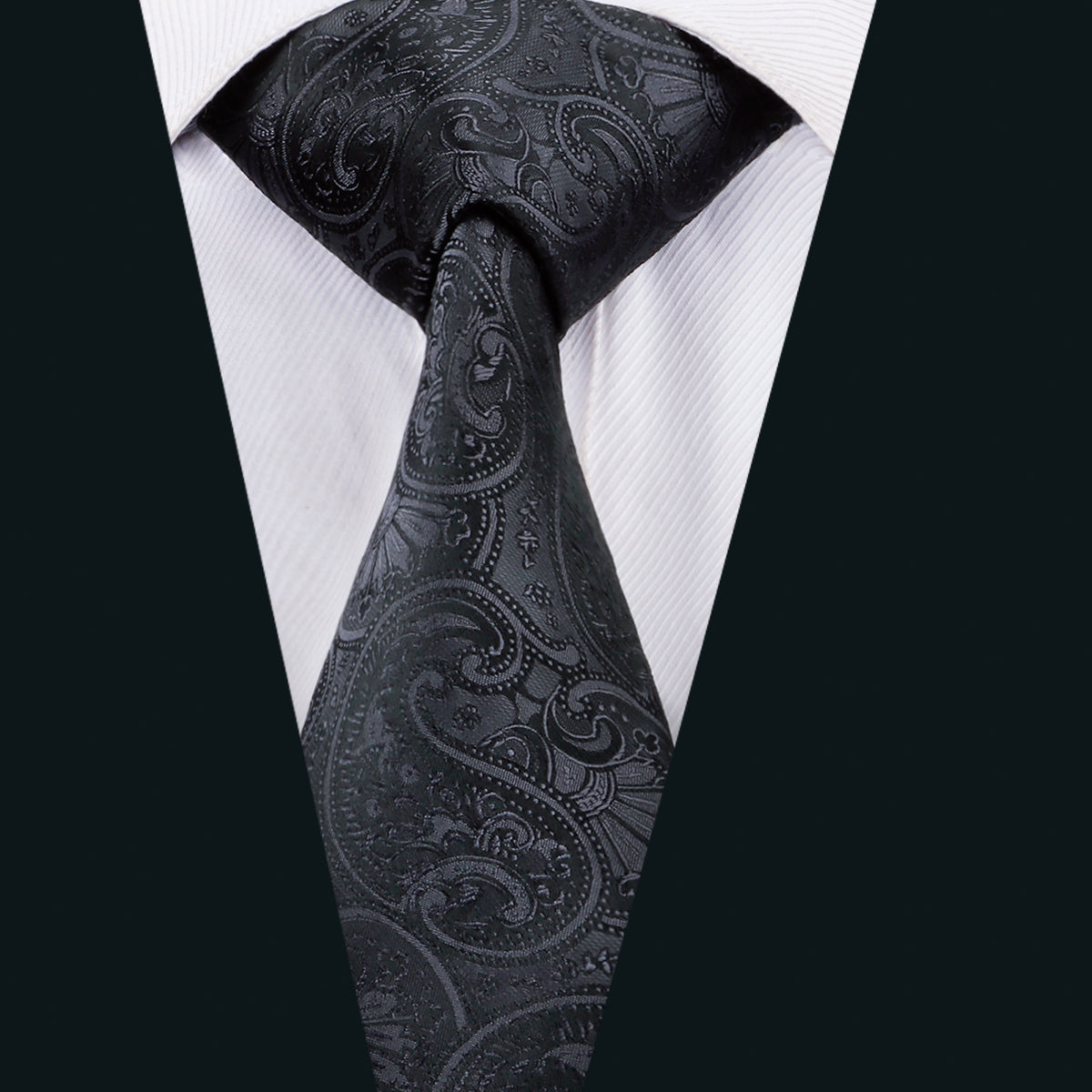 GentCrest Black Floral Tie Hanky Cufflinks Set - Image 2