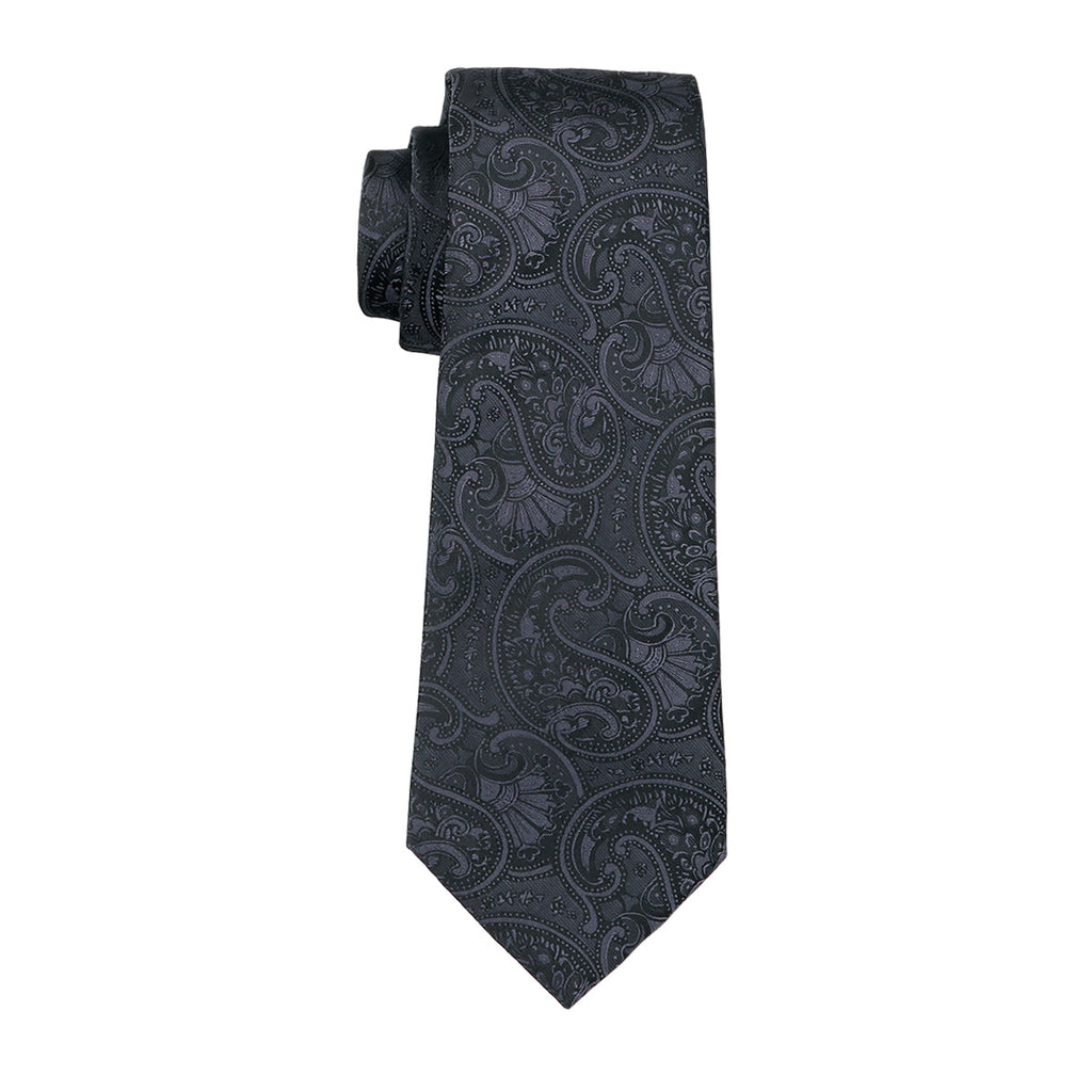 GentCrest Black Floral Tie Hanky Cufflinks Set - Image 4