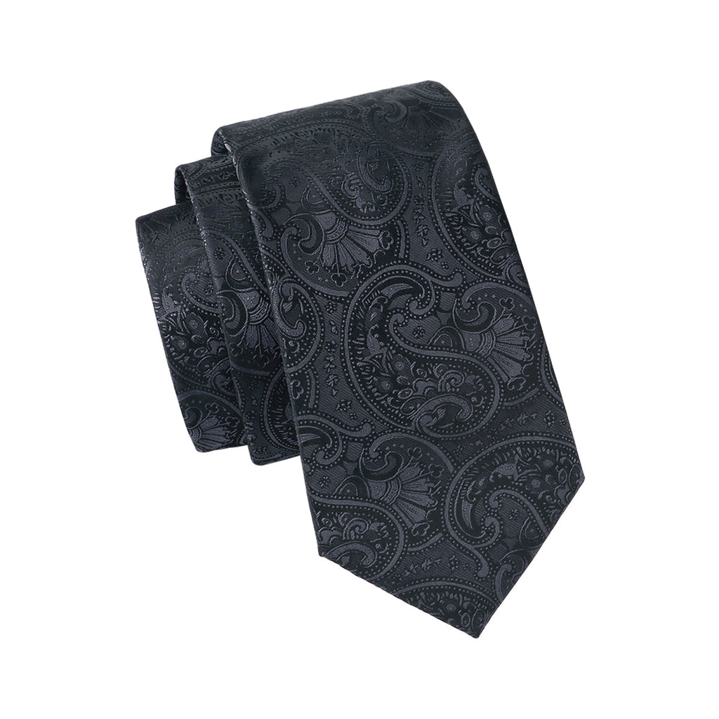 GentCrest Black Paisley Tie Hanky Cufflinks Set - Image 5