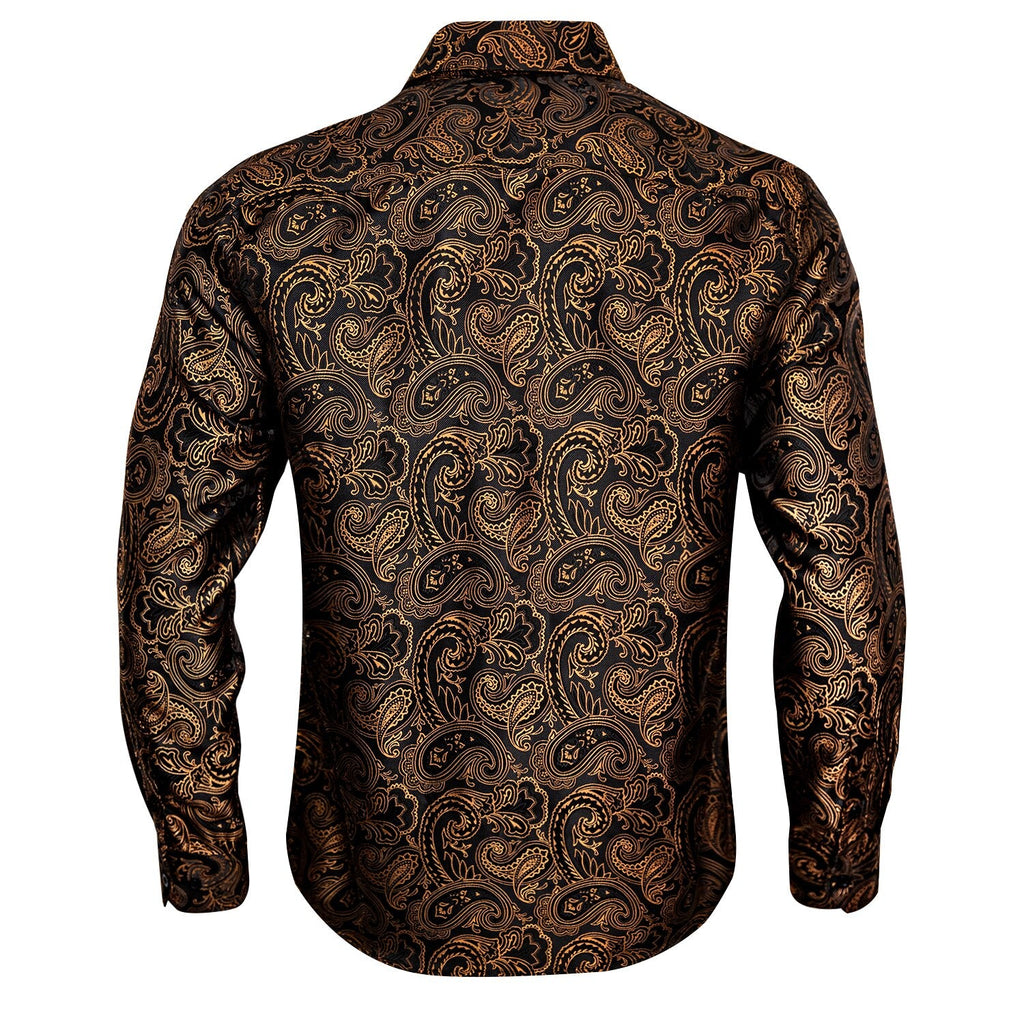 Gold and Black Paisley Dress Shirt - GentCrest - View 5