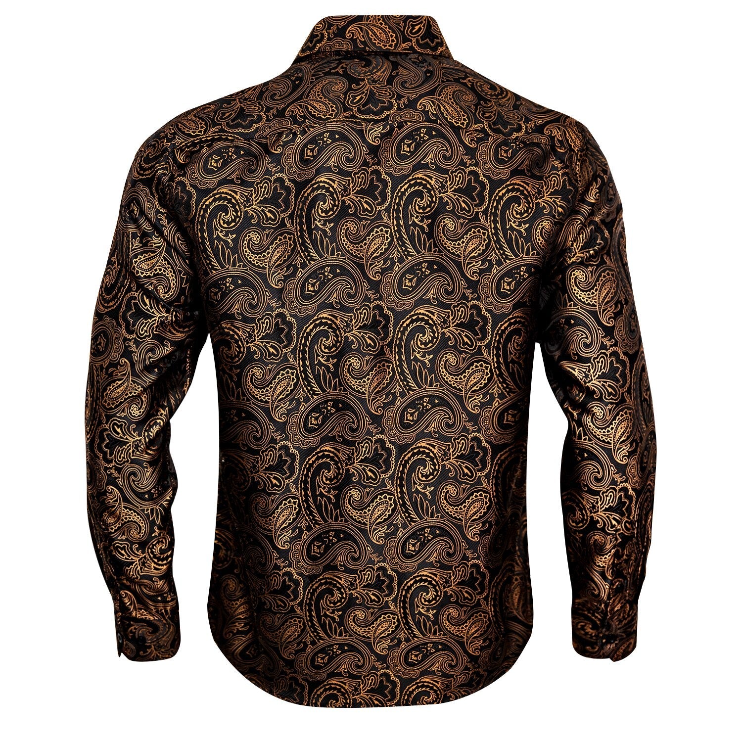 Gold and Black Paisley Dress Shirt - GentCrest - View 5