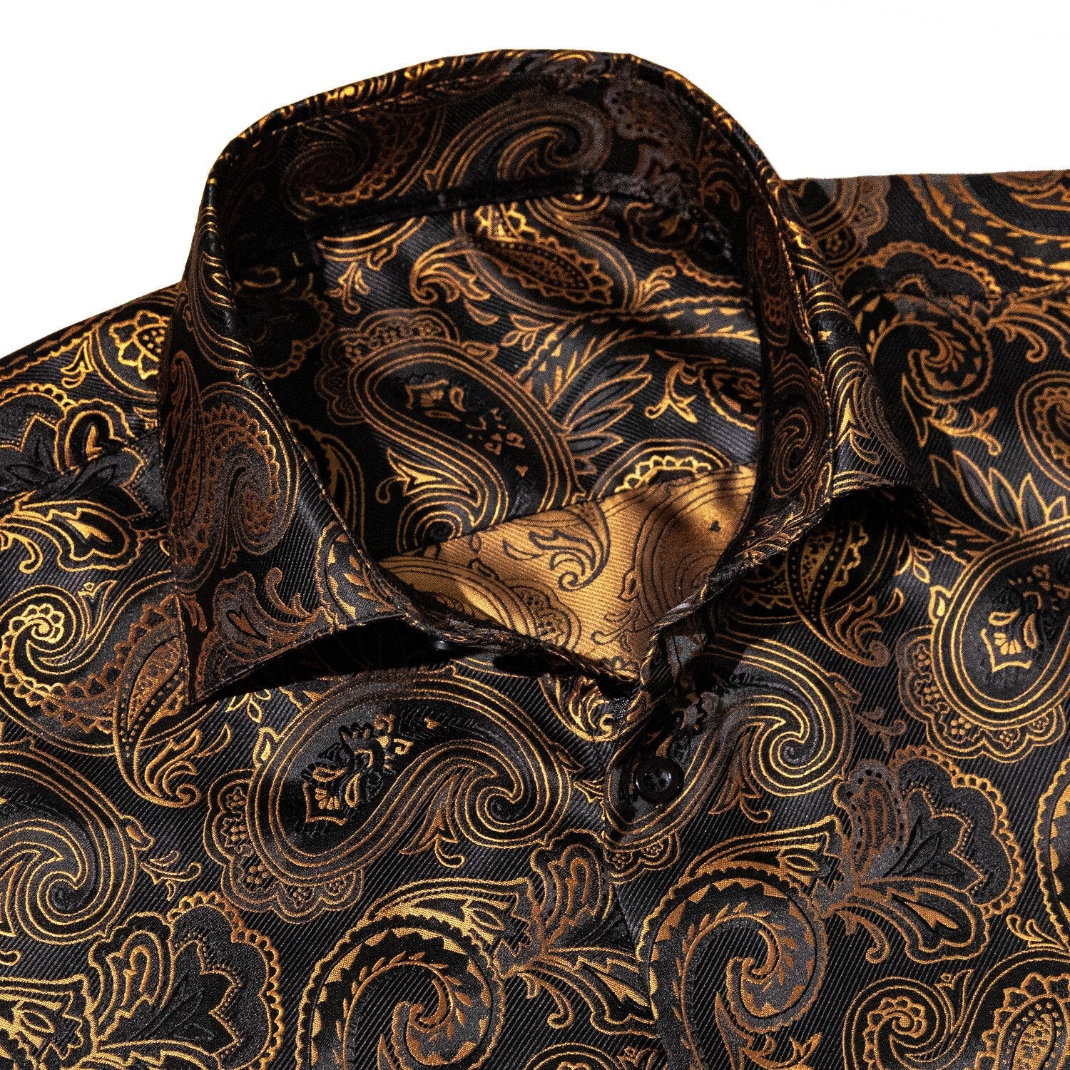 Gold and Black Paisley Dress Shirt - GentCrest - View 3