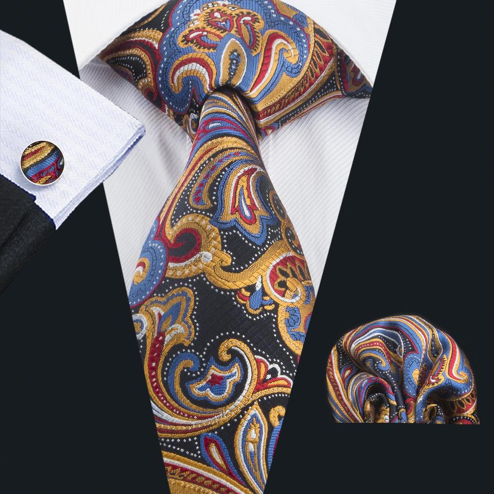 GentCrest Black Paisley Tie Hanky Cufflinks Set - Image 1