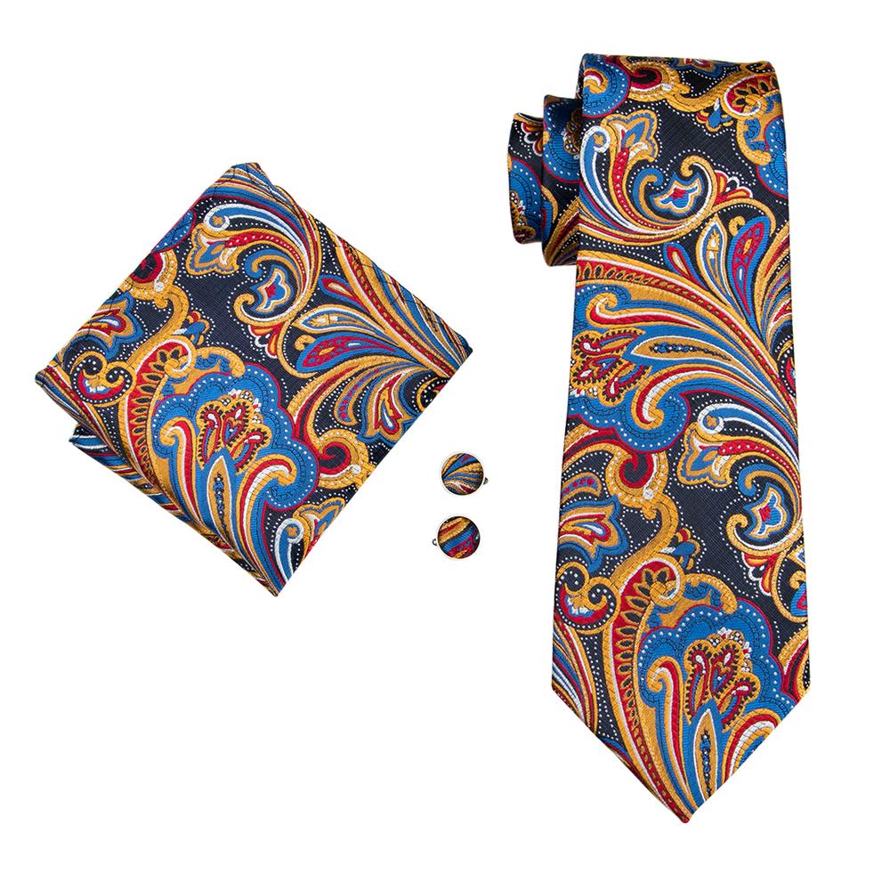 GentCrest Black Paisley Tie Hanky Cufflinks Set - Image 3