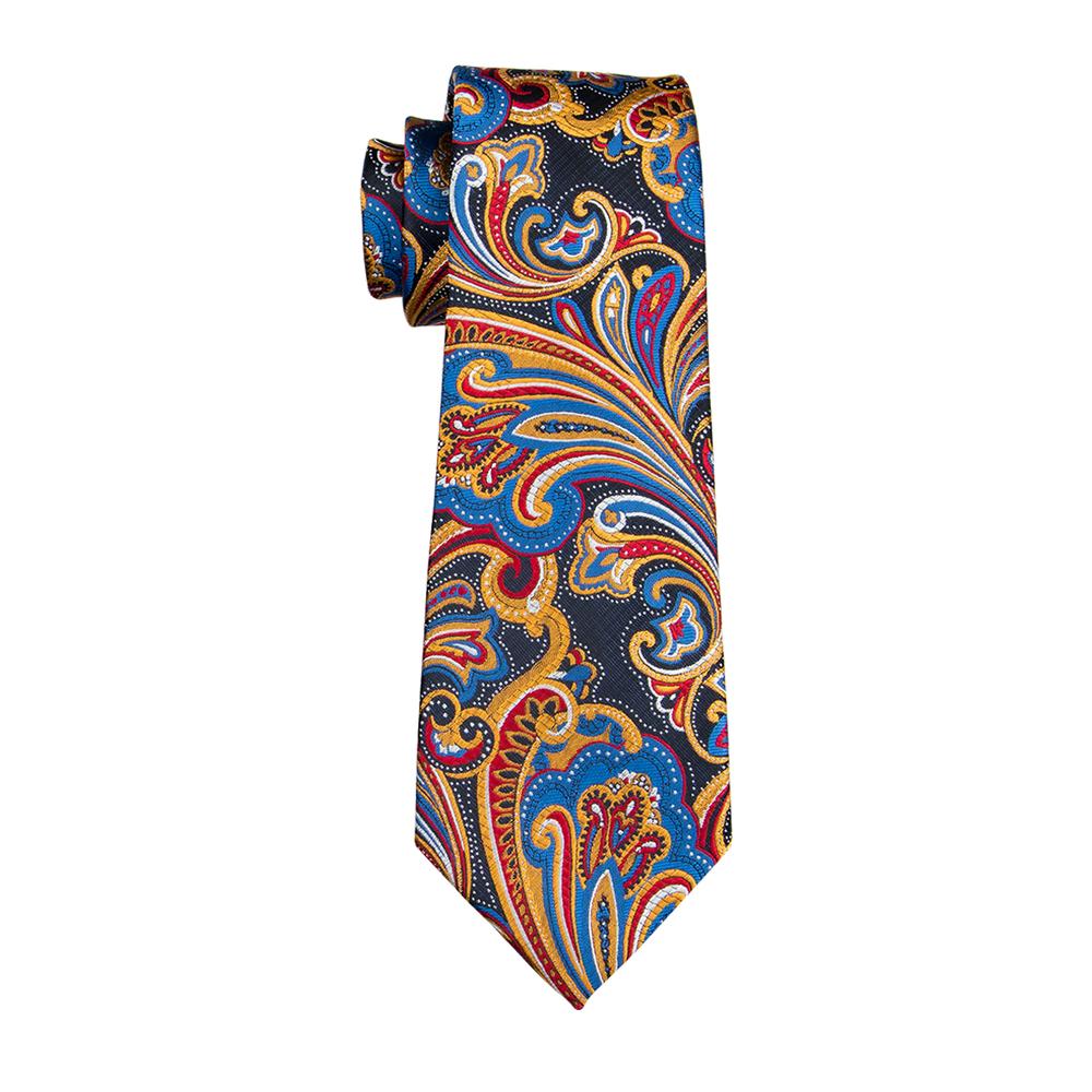GentCrest Black Paisley Tie Hanky Cufflinks Set - Image 4