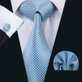 GentCrest Blue Geometric Tie Hanky Cufflinks Set - Image 1