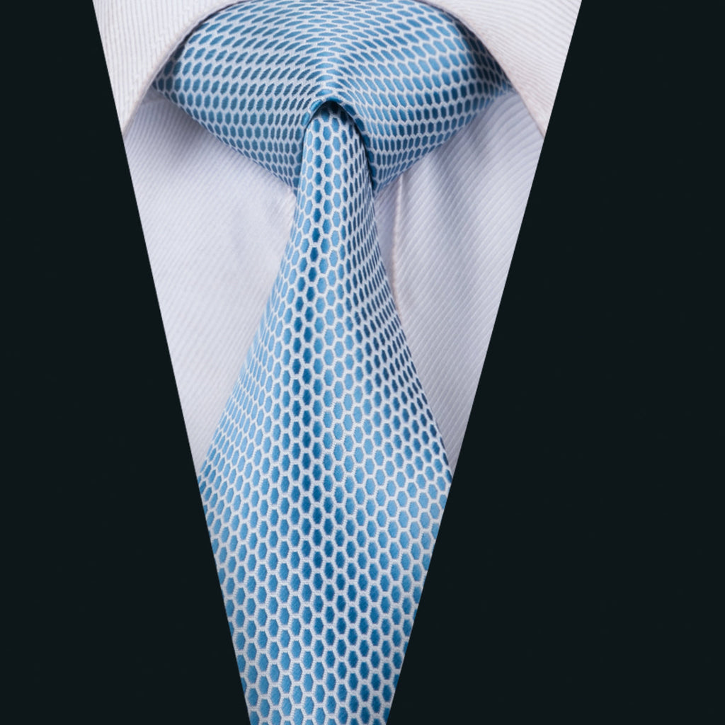GentCrest Blue Geometric Tie Hanky Cufflinks Set - Image 2