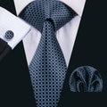 GentCrest Blue Plaid Tie Hanky Cufflinks Set - Image 1