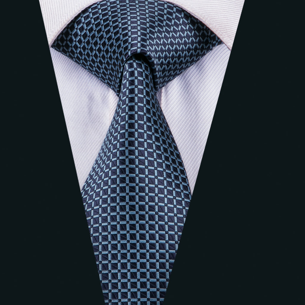 GentCrest Blue Plaid Tie Hanky Cufflinks Set - Image 2