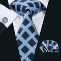 GentCrest Blue Plaid Tie Hanky Cufflinks Set - Image 1