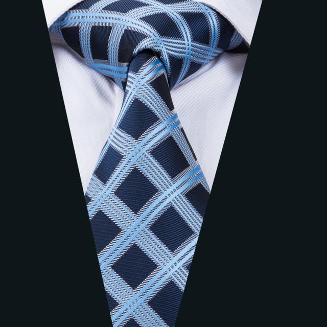 GentCrest Blue Plaid Tie Hanky Cufflinks Set - Image 4