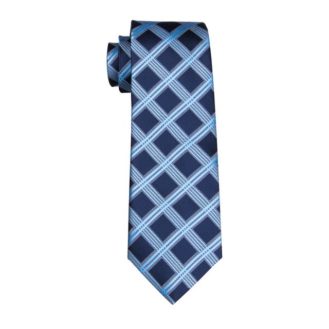 GentCrest Blue Plaid Tie Hanky Cufflinks Set - Image 5