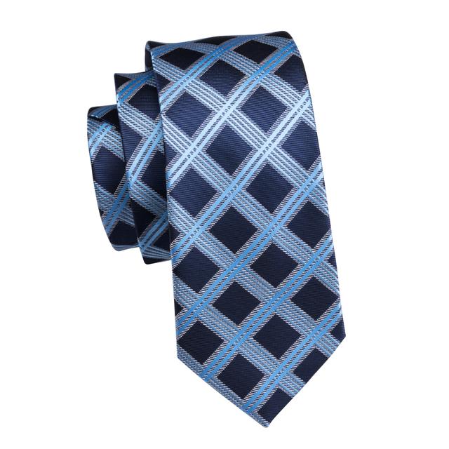 GentCrest Blue Plaid Tie Hanky Cufflinks Set - Image 3