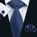 GentCrest Blue Plaid Tie Hanky Cufflinks Set - Image 1