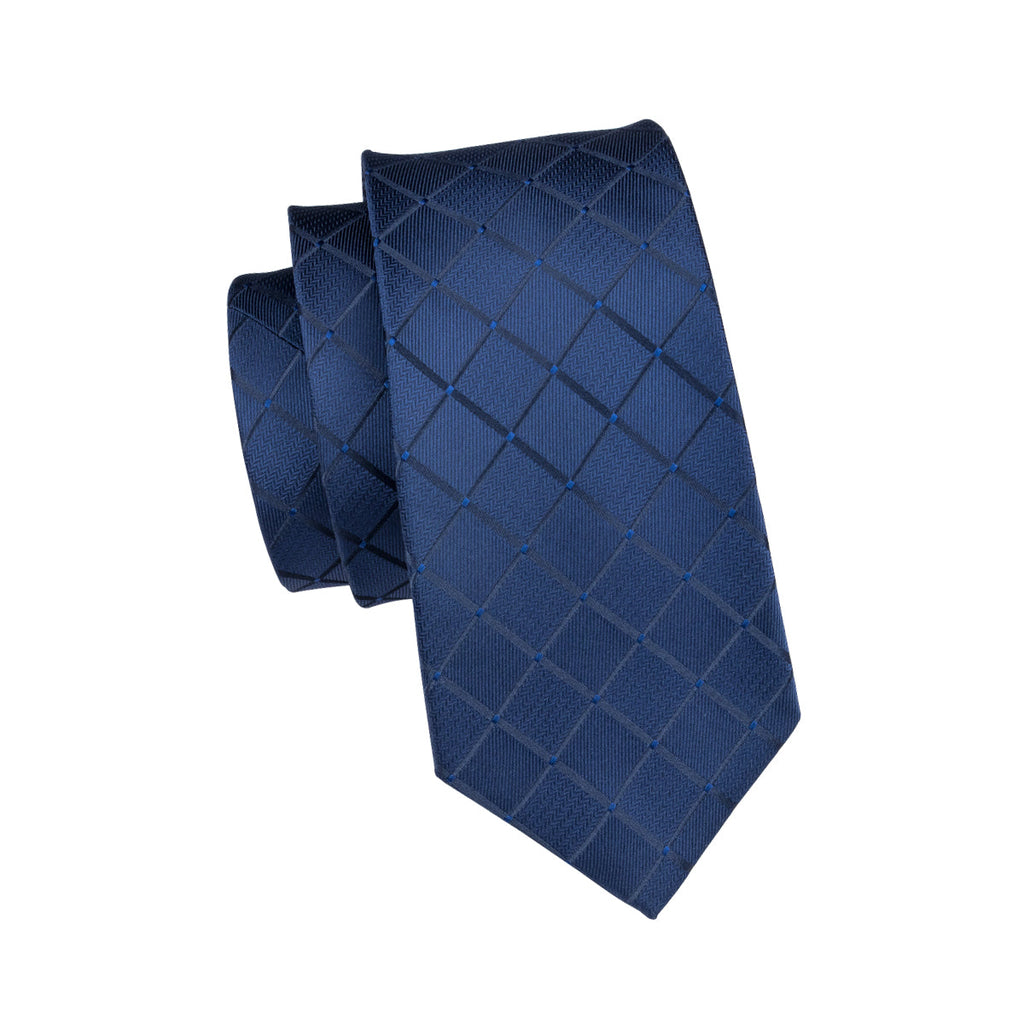 GentCrest Blue Plaid Tie Hanky Cufflinks Set - Image 4
