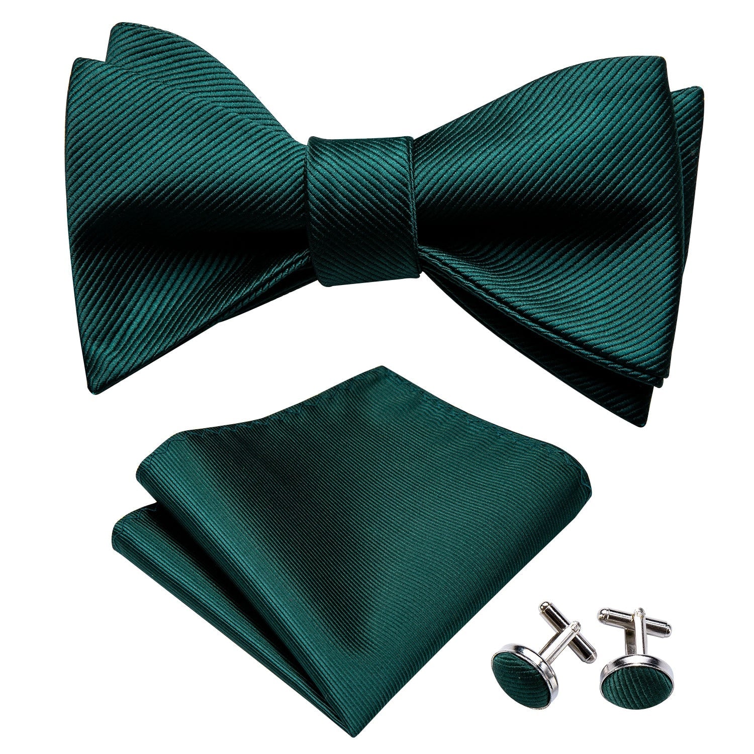 Green Grass , Pocket Square and Cufflinks Bow Tie Set - GentCrest