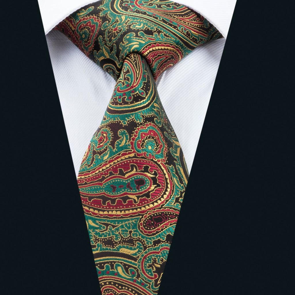 GentCrest Green Paisley Tie Hanky Cufflinks Set - Image 5