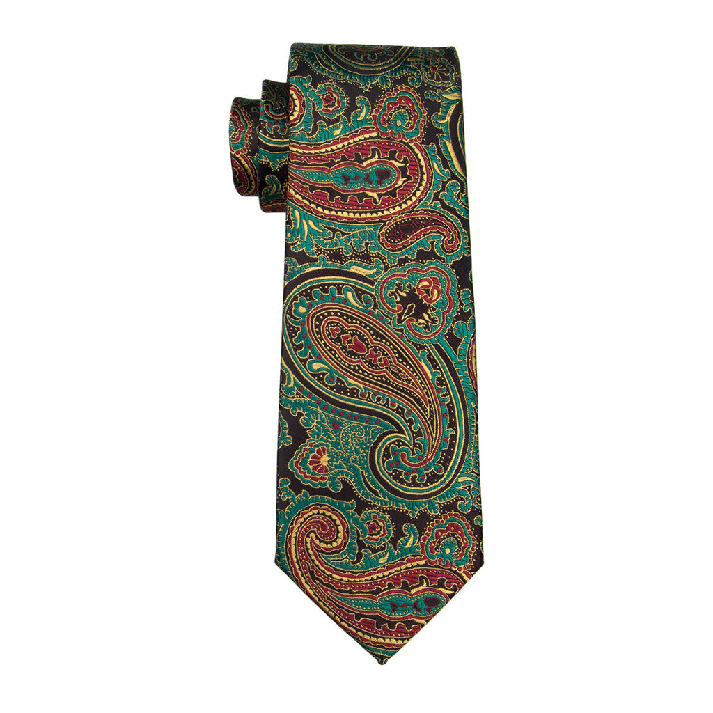 GentCrest Green Paisley Tie Hanky Cufflinks Set - Image 3