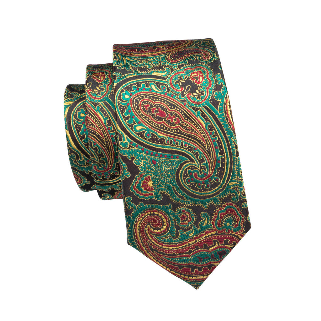 GentCrest Green Paisley Tie Hanky Cufflinks Set - Image 4
