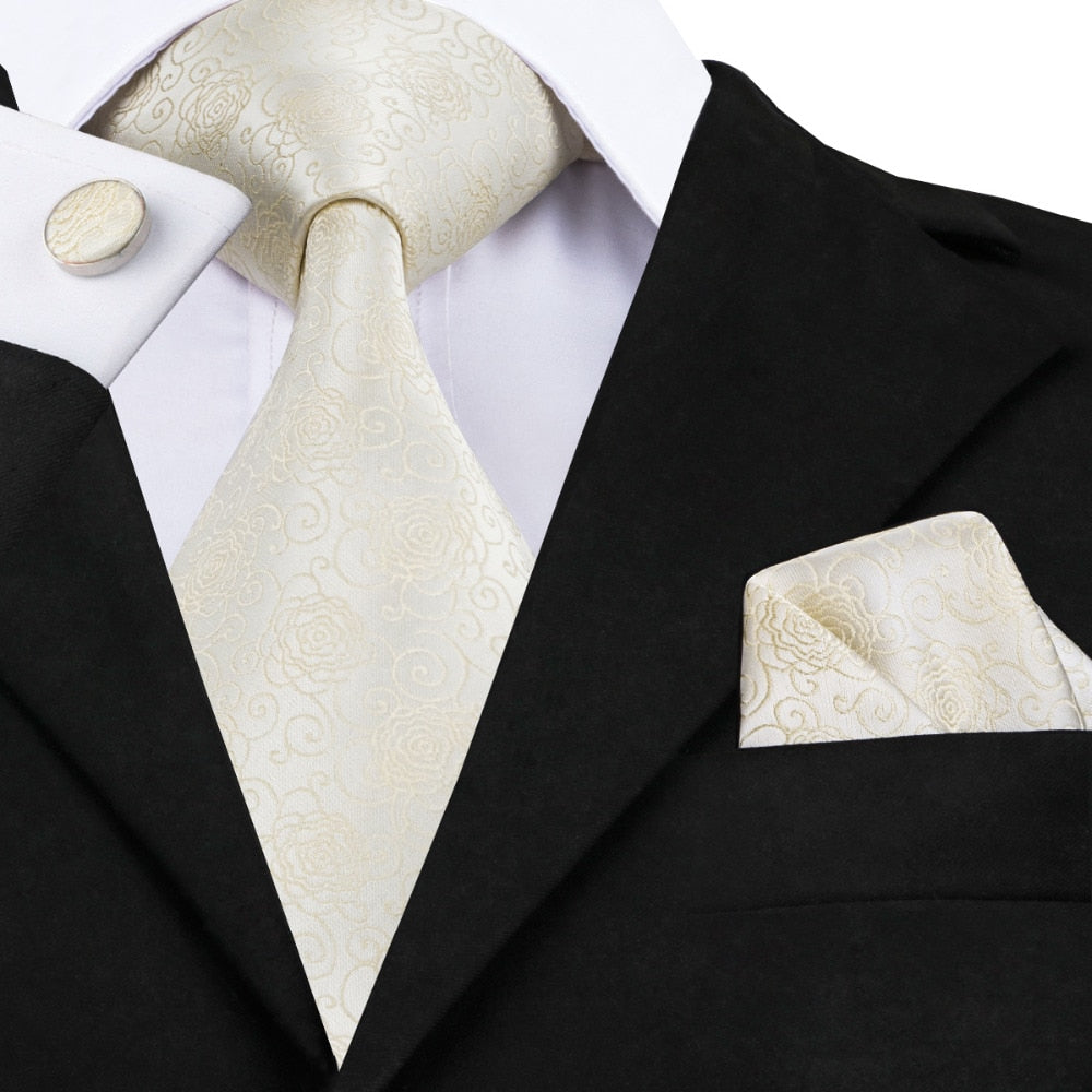 Milk Roses Silk Tie Set - GentCrest