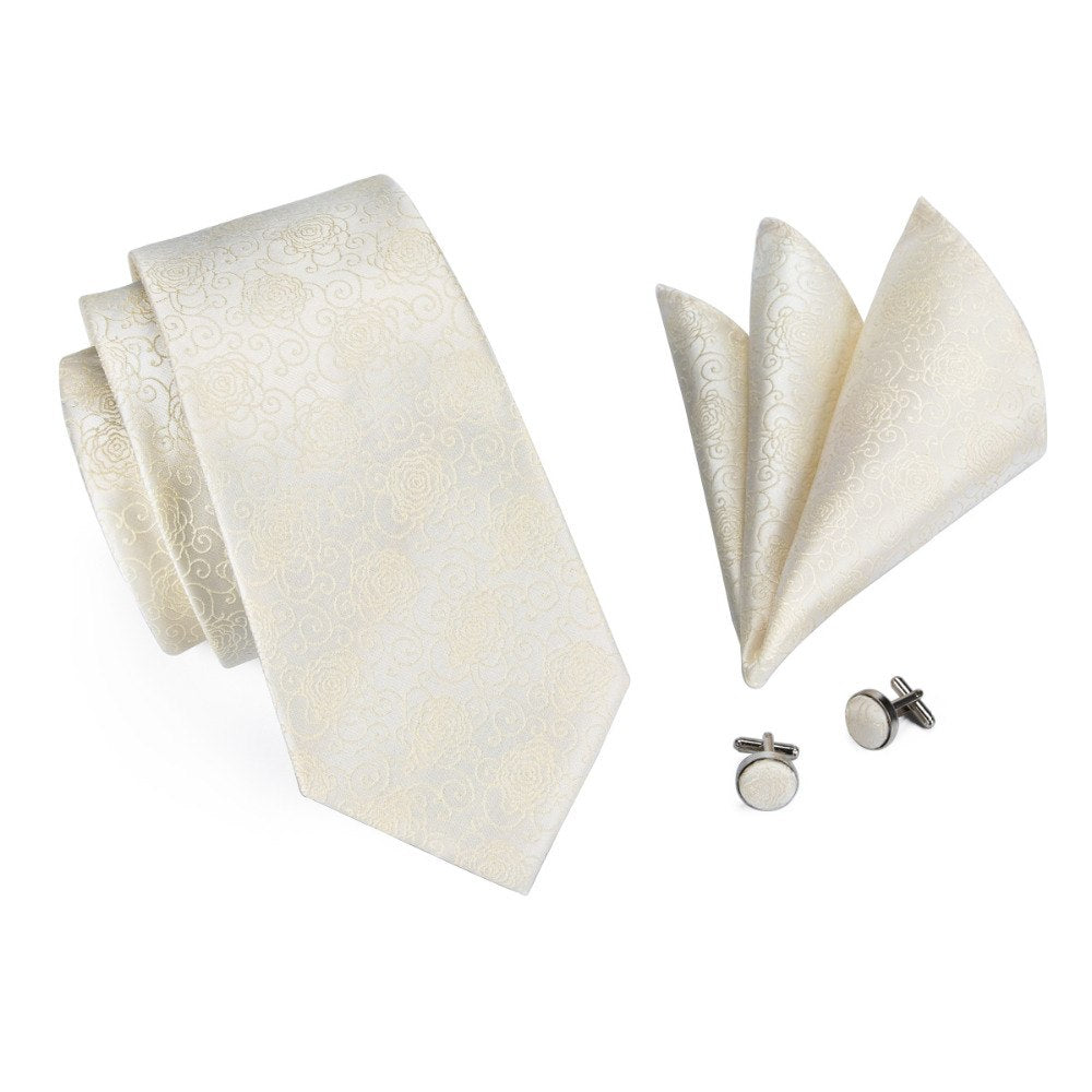 Milk Roses Silk Tie Set - GentCrest - View 2