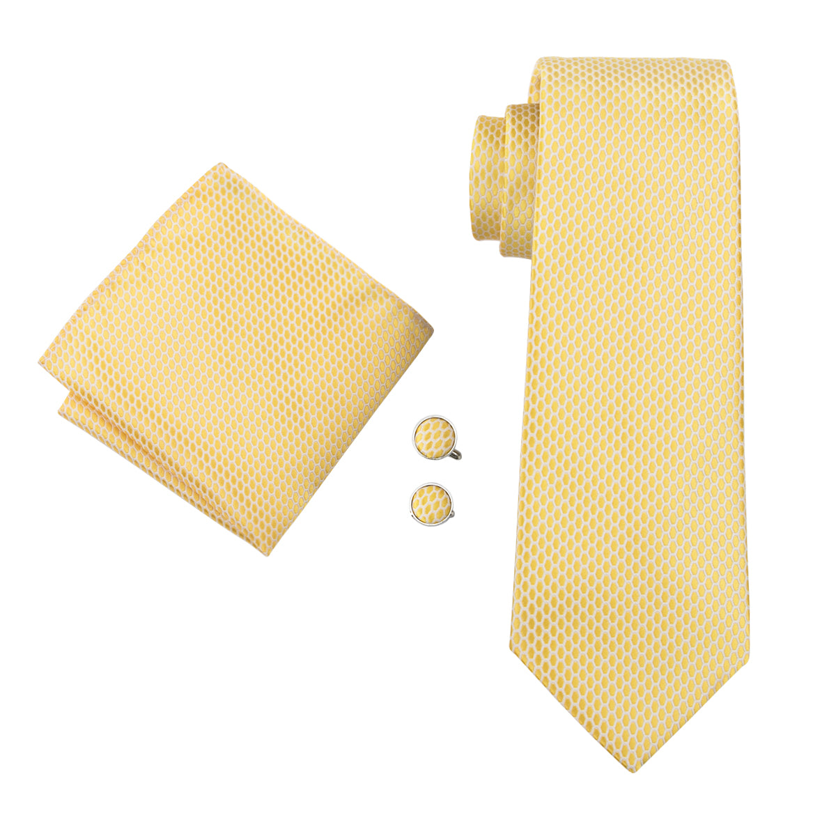 GentCrest White Plaid Tie Hanky Cufflinks Set - Image 3