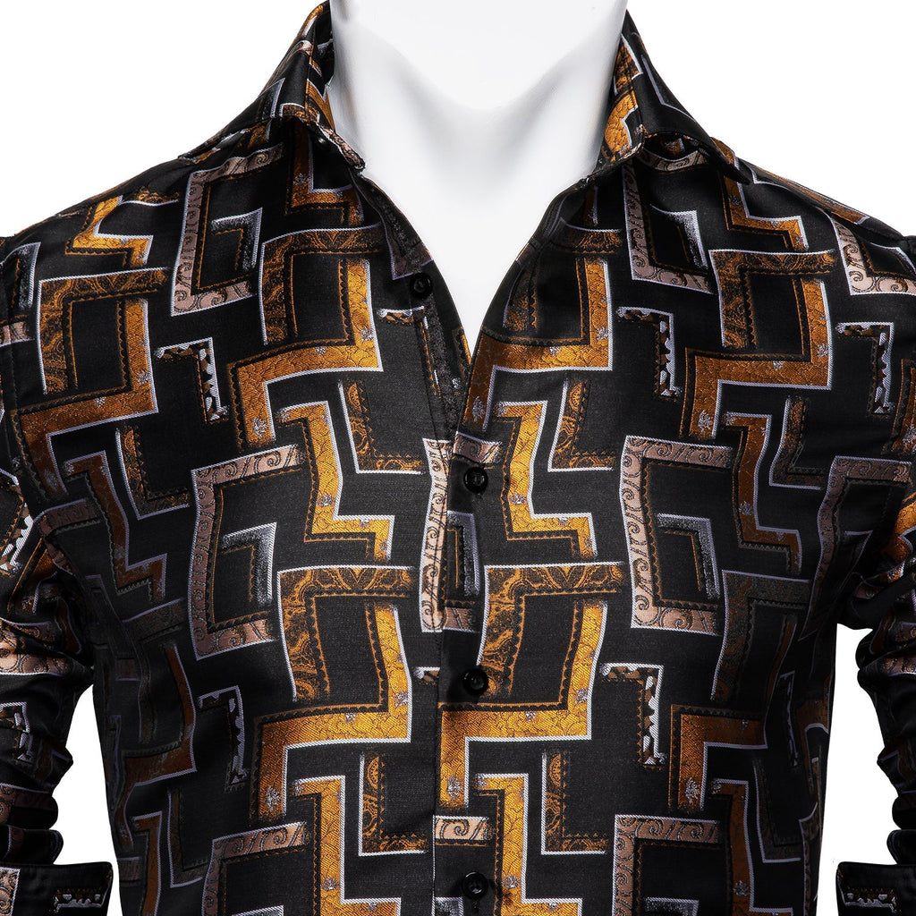 Black, Brown and Yellow Dress Shirt - GentCrest - View 2