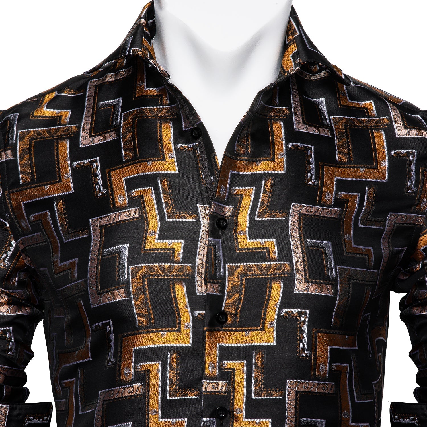 Black, Brown and Yellow Dress Shirt - GentCrest - View 2
