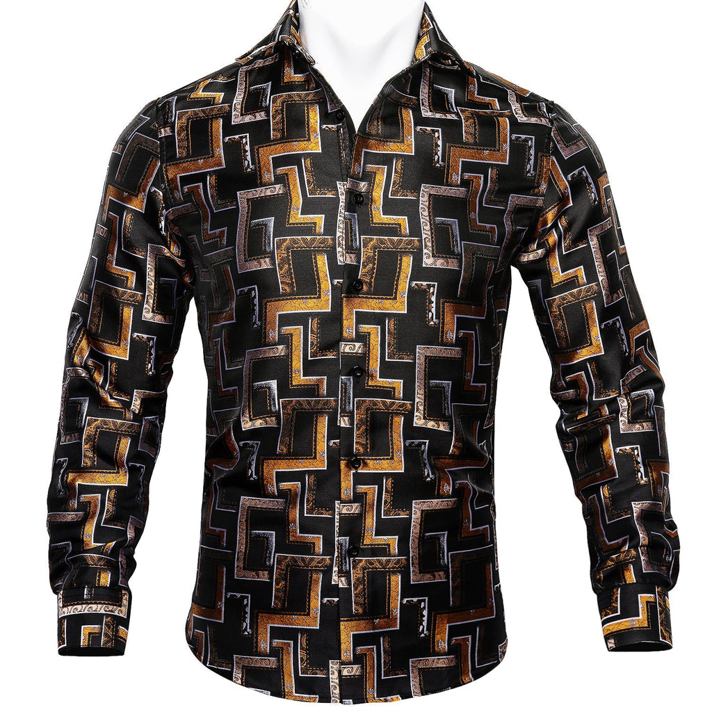 Black, Brown and Yellow Dress Shirt - GentCrest