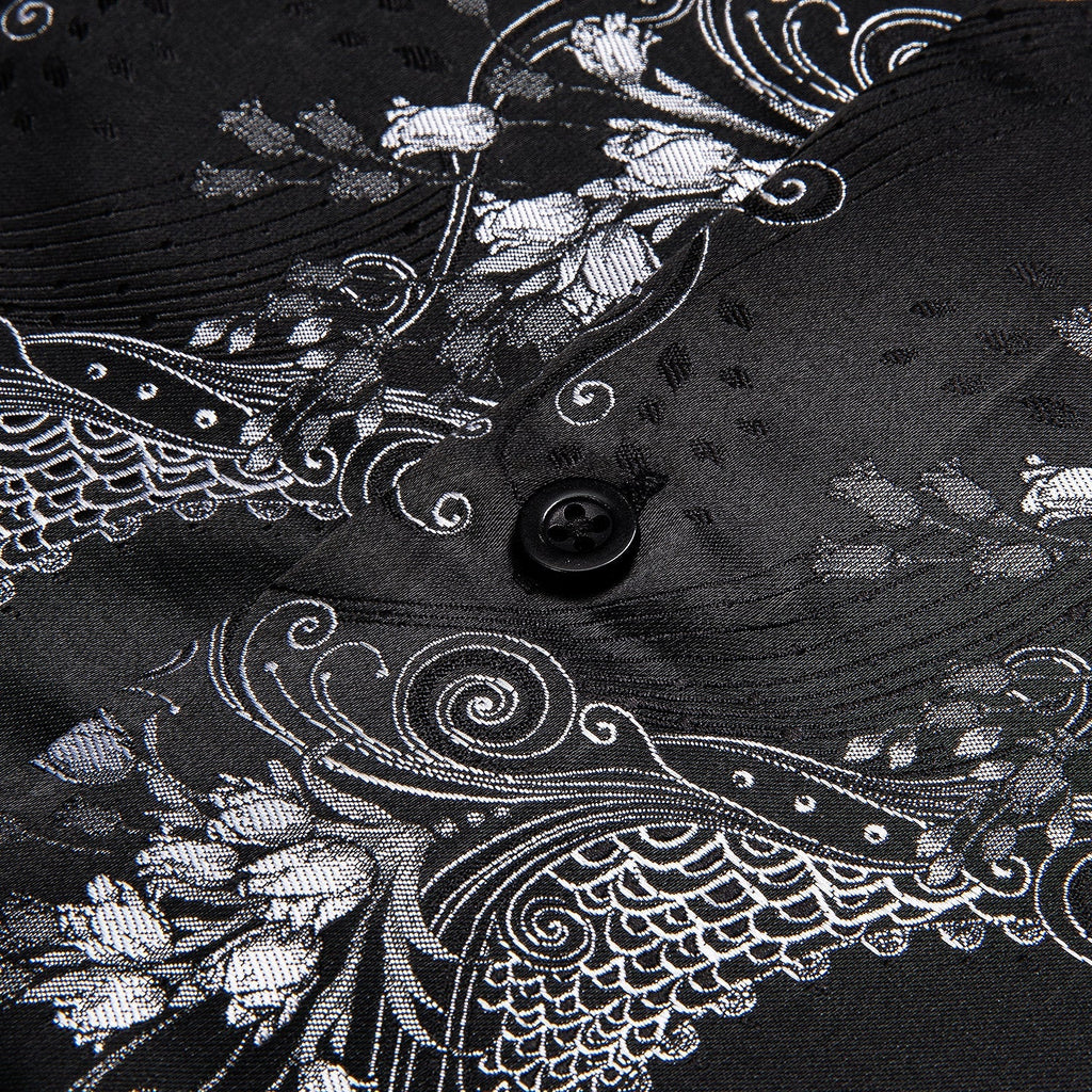 Silver and Black Floral Dress Shirt - GentCrest - View 3
