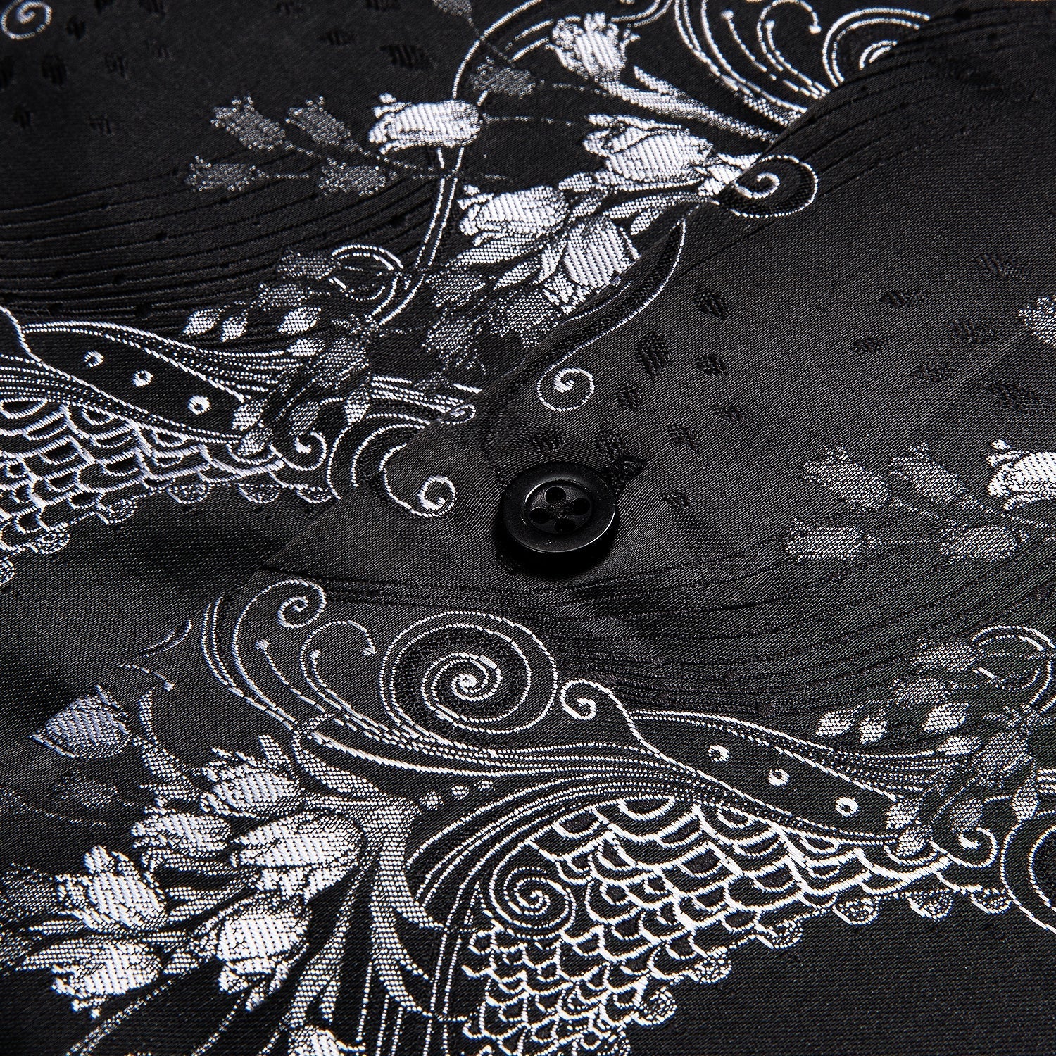 Silver and Black Floral Dress Shirt - GentCrest - View 3