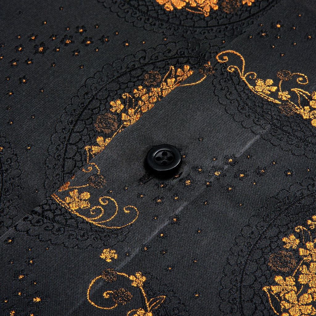 Black and Gold Floral Dress Shirt - GentCrest - View 3