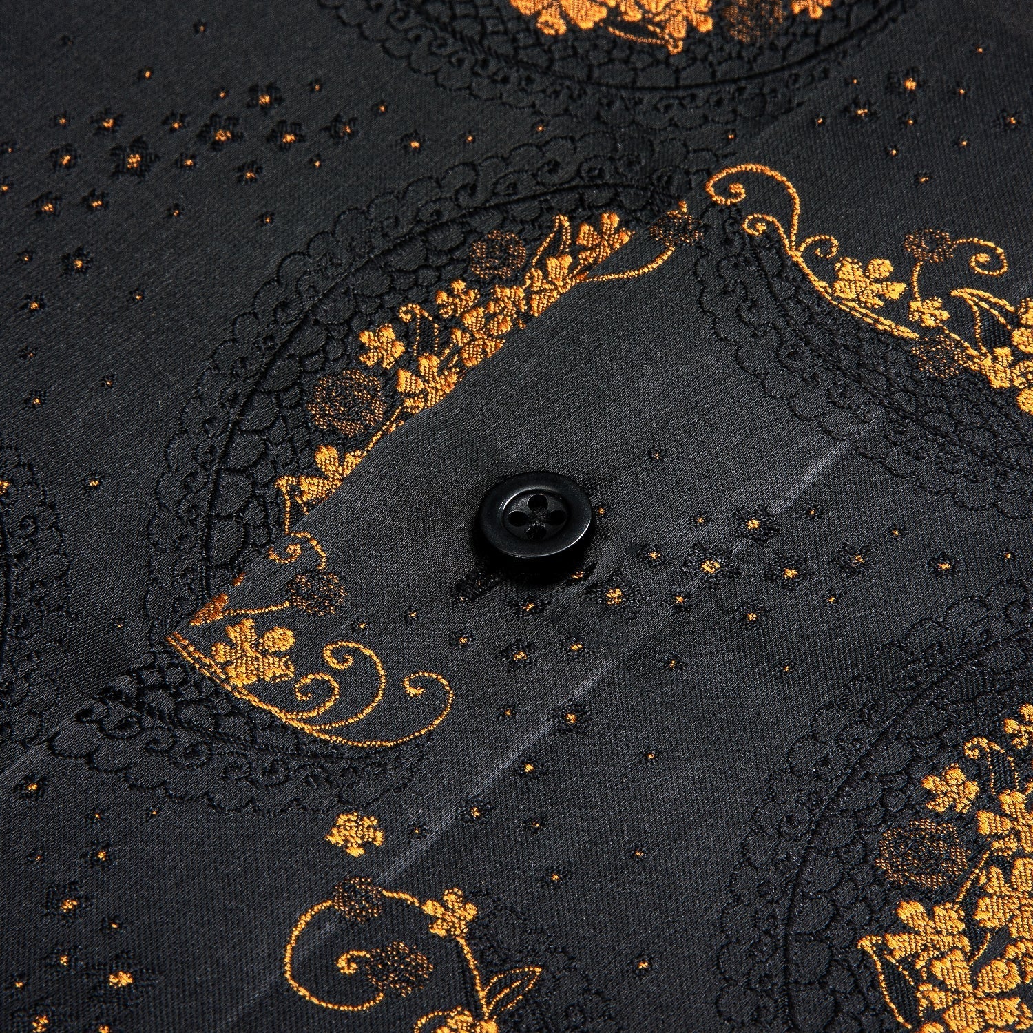 Black and Gold Floral Dress Shirt - GentCrest - View 3