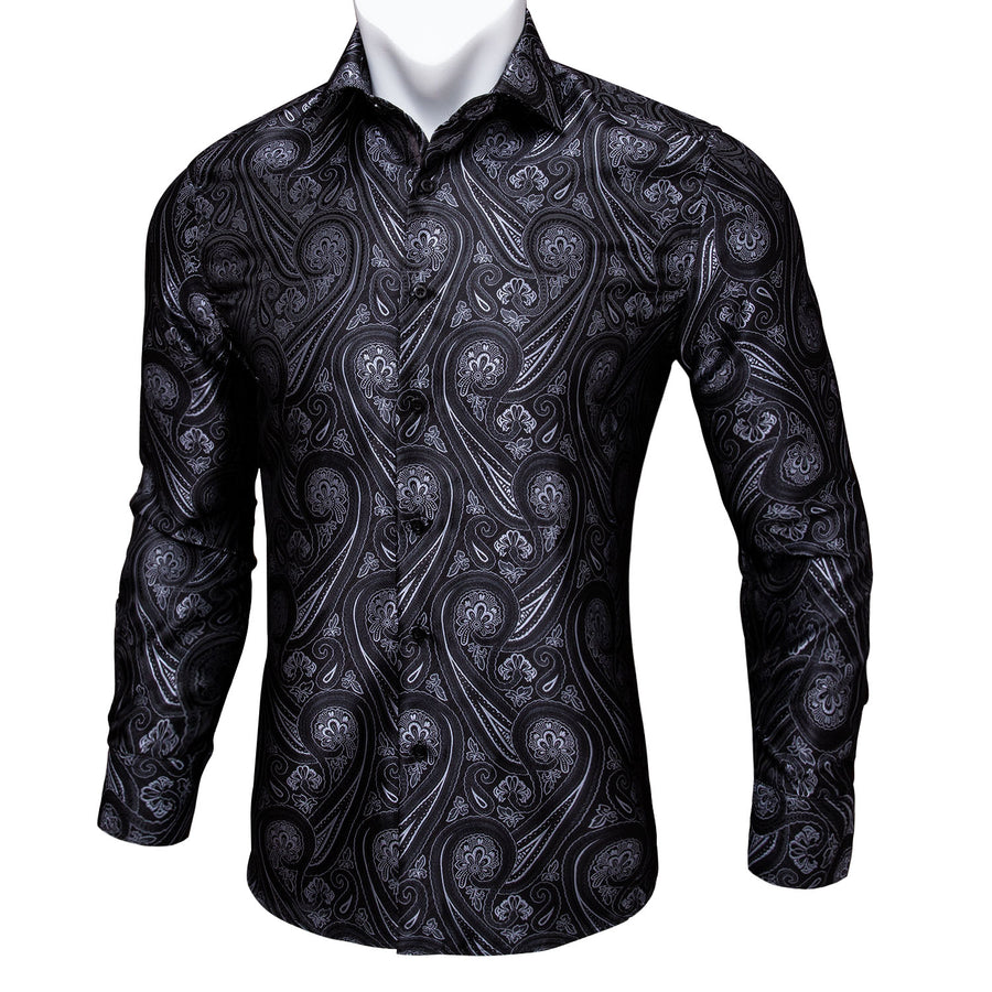 Black and White Paisley Dress Shirt - GentCrest