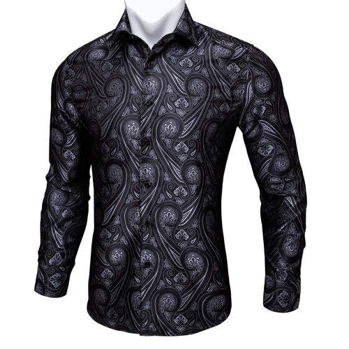 Black and White Paisley Dress Shirt - GentCrest