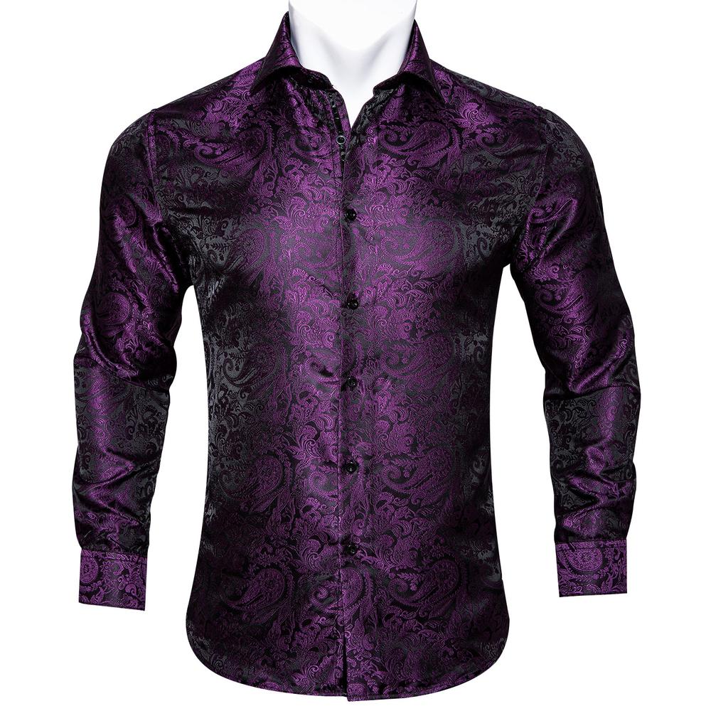 Purple and Black Paisley Dress Shirt - GentCrest